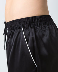 Men's Silk Contrast Piping Pajamas Black