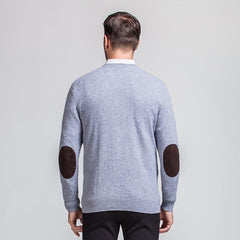 Men's V Neck Collar Business Cashmere Sweater Grey