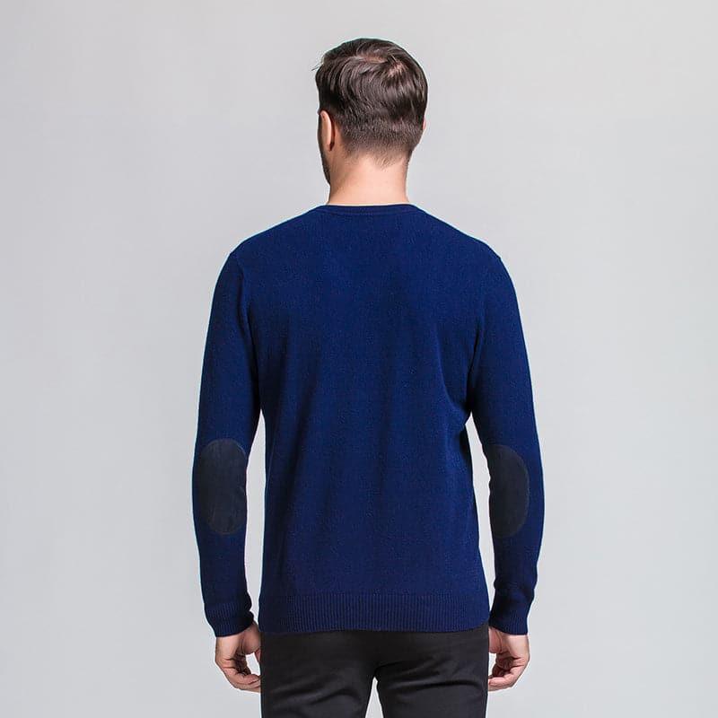 Men's V Neck Collar Business Cashmere Sweater Navy