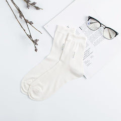 Mesh Knit Skin-friendly Men's Silk Socks White