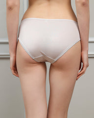 Women 100% Silk Panty with Lace Trim Grey