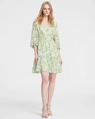 Mint Green Paisley Silk Mini Dress