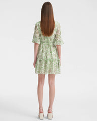 Mint Green Paisley Silk Mini Dress