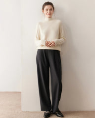 Mock Neck Cable Knit Cashmere Sweater
