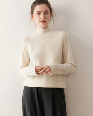 Mock Neck Cable Knit Cashmere Sweater