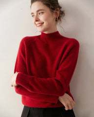 Mock Neck Cable Knit Cashmere Sweater