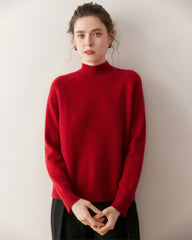 Mock Neck Cable Knit Cashmere Sweater