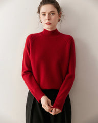Mock Neck Cable Knit Cashmere Sweater