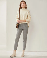 Mock Neck Cable Knit Cashmere Sweater White
