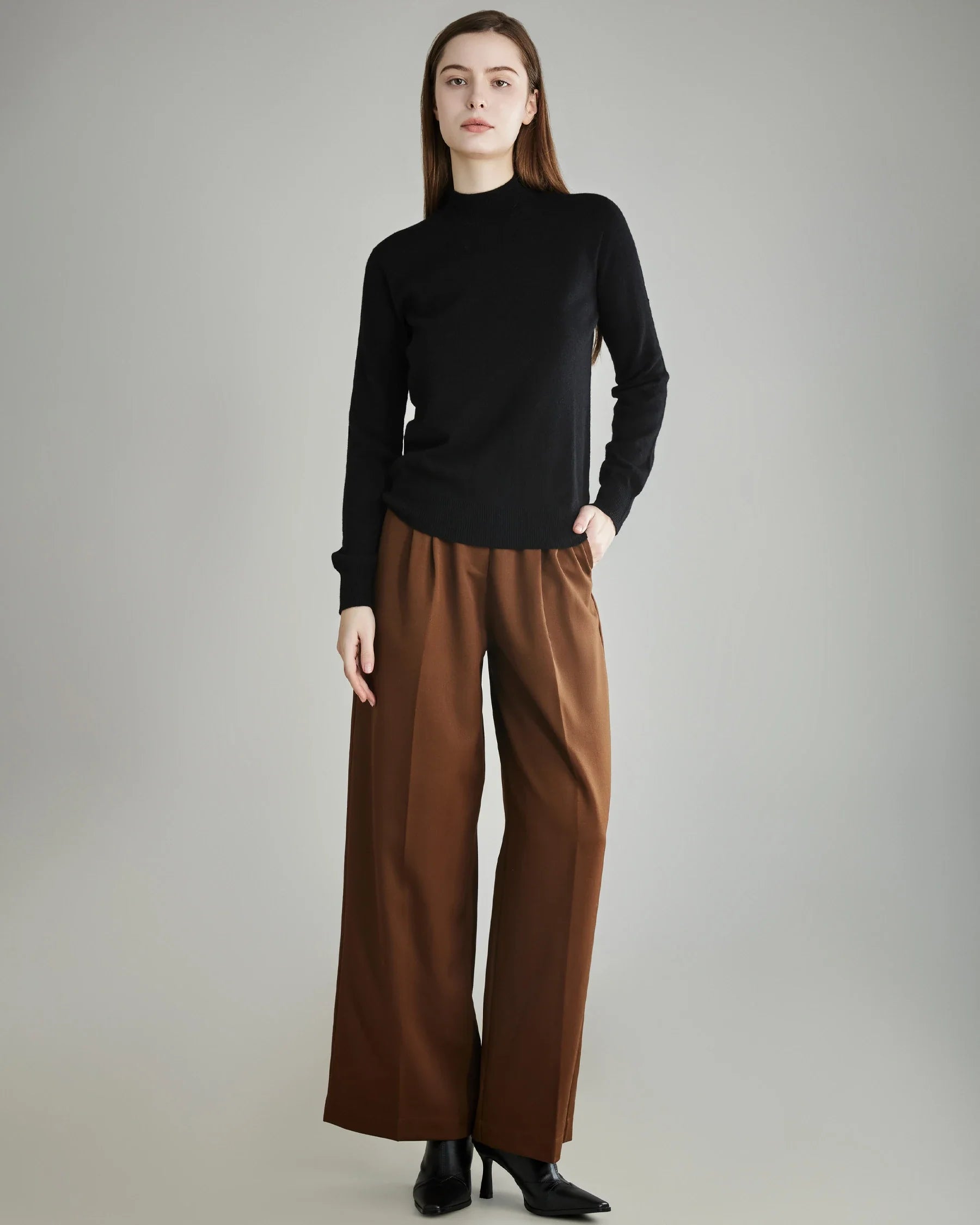 Mock Neck Cashmere Sweater Black