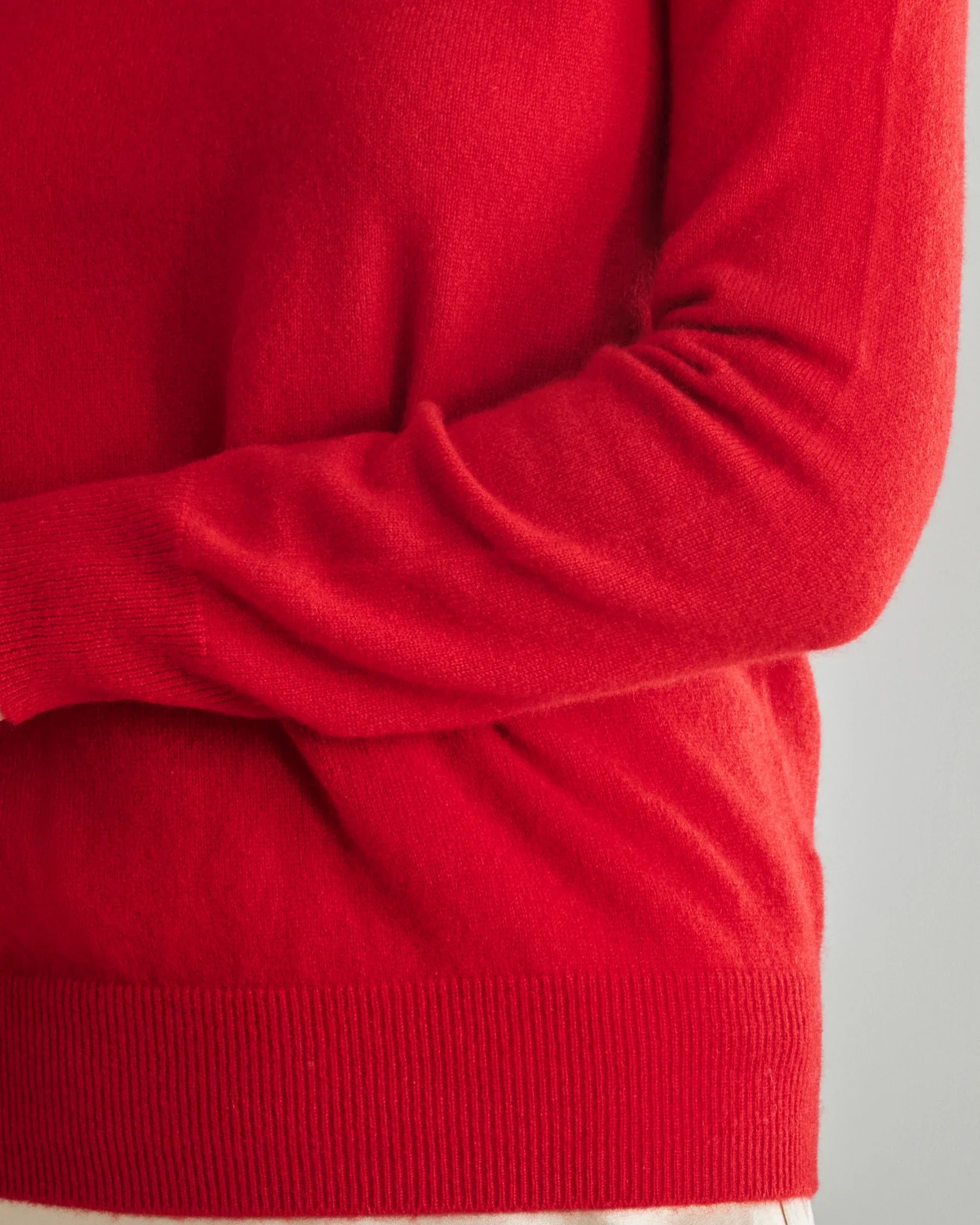 Mock Neck Cashmere Sweater Red