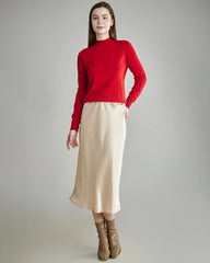 Mock Neck Cashmere Sweater Red