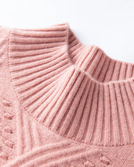 Mock Neck Diamond Knit Cashmere Sweater