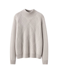 Mock Neck Diamond Knit Cashmere Sweater
