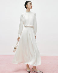 Silk Pleated Maxi Skirt