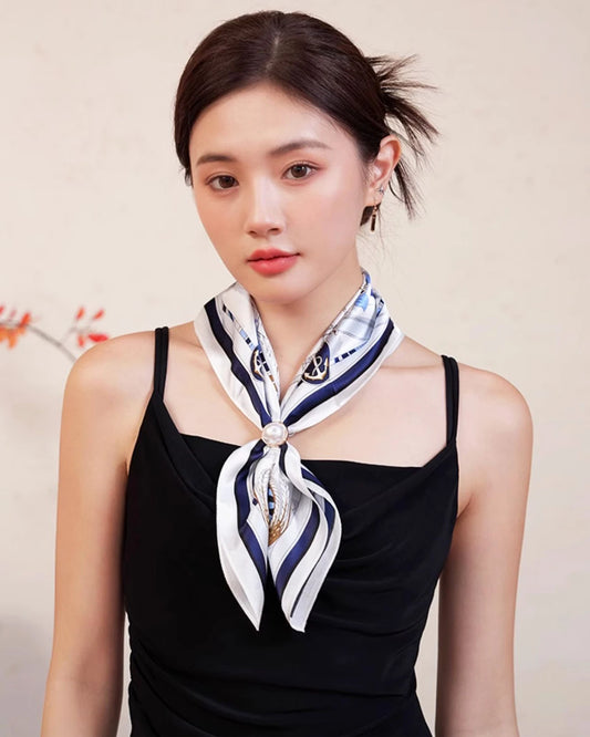 Nautical Print 100% Silk Scarf