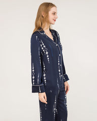 19 Momme 100% Silk Navy Blue Pajama Set
