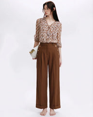 Daisy Floral Ruffle Silk Blouse
