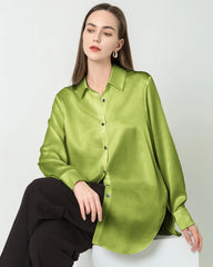 Silk Satin Oversized Button Up Shirt