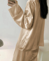 Oversized Double Breasted Silk Pajamas Champagne