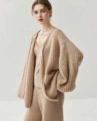 Oversized Silk Cashmere Open Front Cardigan