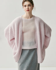 Oversized Silk Cashmere Open Front Cardigan