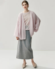 Oversized Silk Cashmere Open Front Cardigan