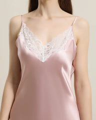 Silk Nightgown with Delicate Lace Details Pink