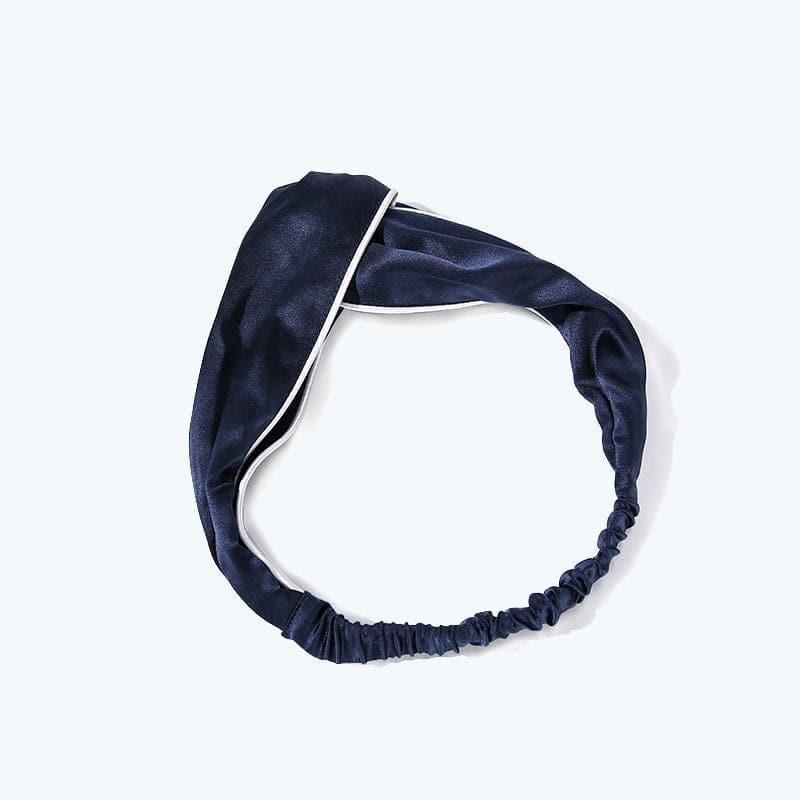 Piping Elastic Silk Hair Bands For Ladies Navy