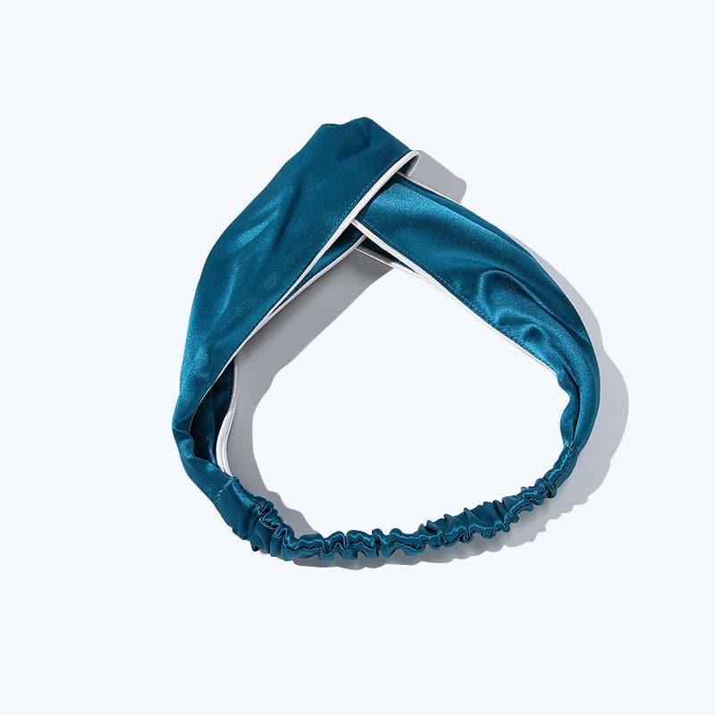 Piping Elastic Silk Hair Bands For Ladies Peacock Blue