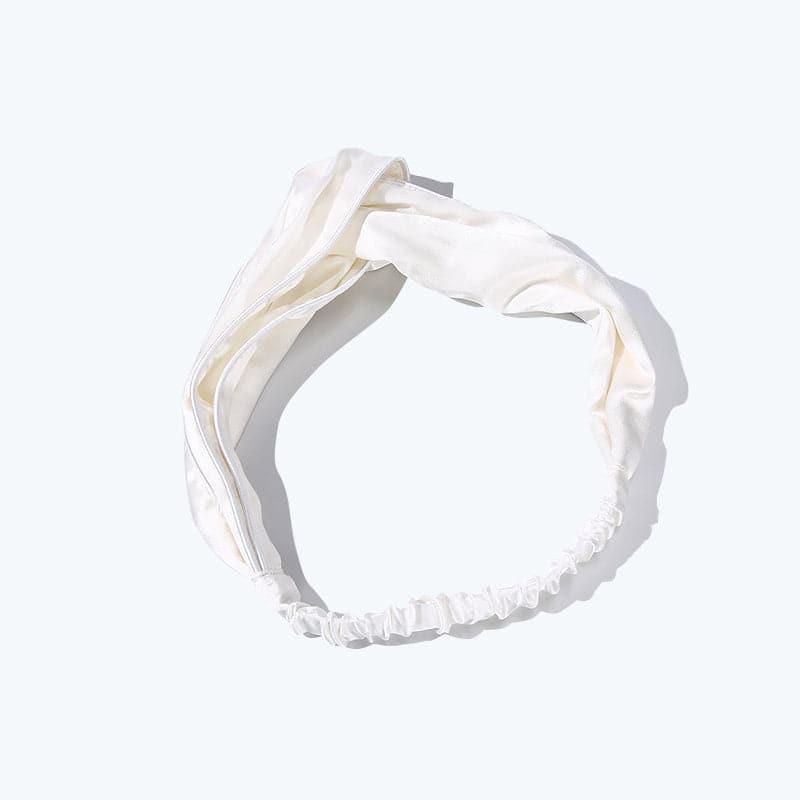 Piping Elastic Silk Hair Bands For Ladies White