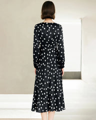 Polka Dot Belted Silk Dress