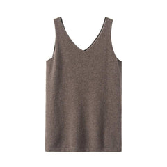 Pure Cashmere Camisole Design Sweater Brown