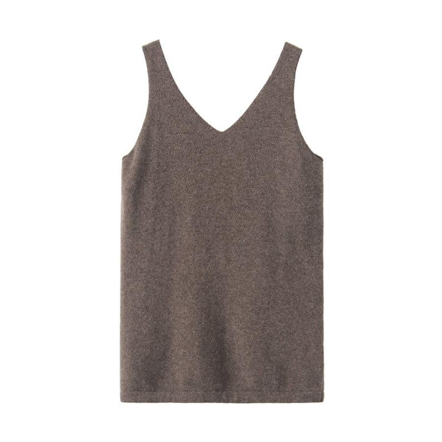 Pure Cashmere Camisole Design Sweater Brown