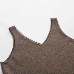 Pure Cashmere Camisole Design Sweater Brown