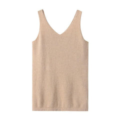 Pure Cashmere Camisole Design Sweater Camel