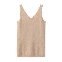 Pure Cashmere Camisole Design Sweater Camel