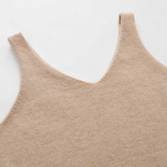 Pure Cashmere Camisole Design Sweater Camel