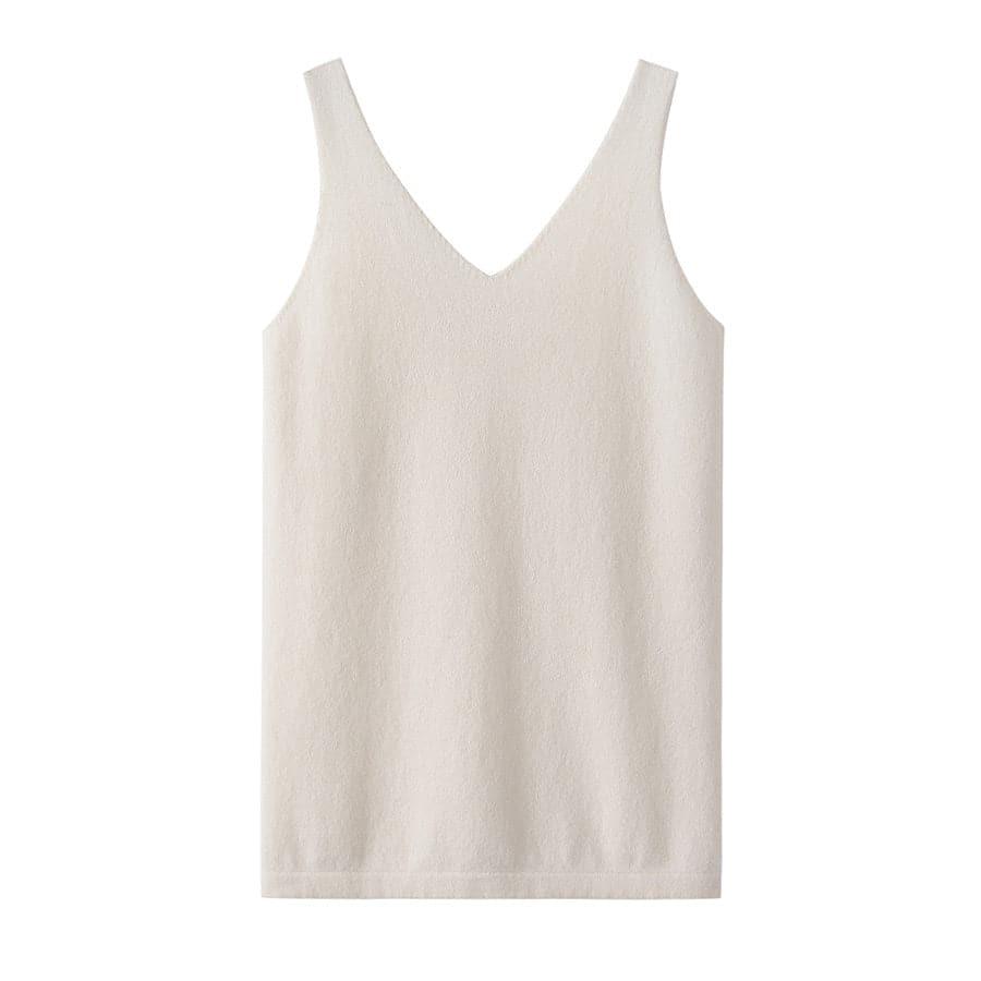 Pure Cashmere Camisole Design Sweater White