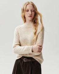 Pure Cashmere Mock Neck Raglan Sleeve Sweater