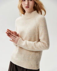 Pure Cashmere Mock Neck Raglan Sleeve Sweater