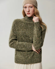 Pure Cashmere Mock Neck Raglan Sleeve Sweater