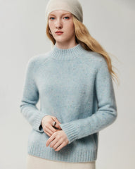 Pure Cashmere Mock Neck Raglan Sleeve Sweater