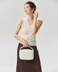 Pure Cashmere Scalloped V-Neck Knit Vest