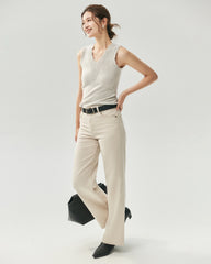 Pure Cashmere Scalloped V-Neck Knit Vest