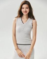Pure Cashmere Scalloped V-Neck Knit Vest
