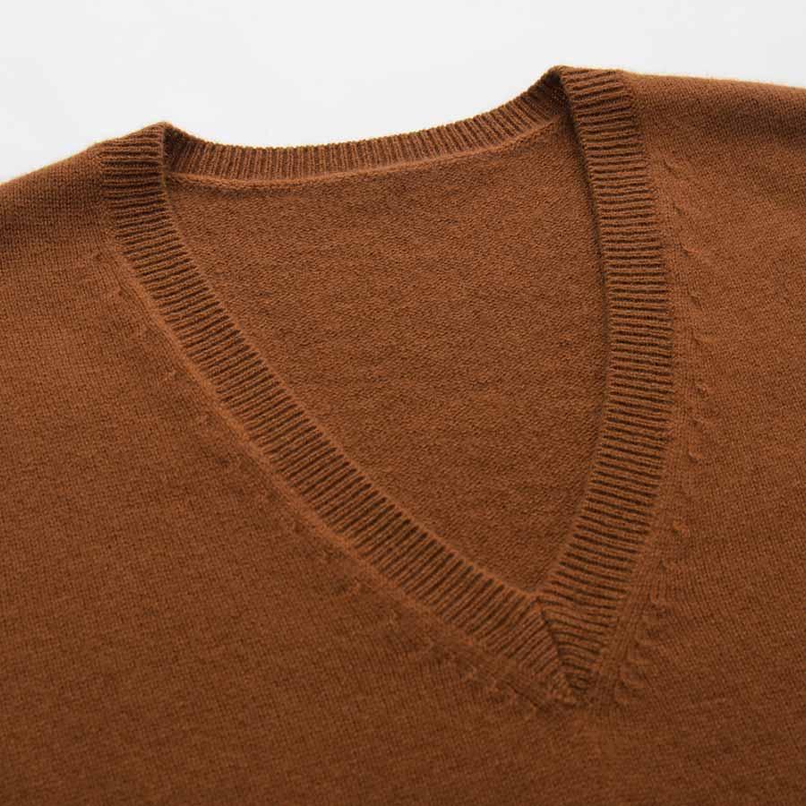 Pure Cashmere Sleeveless V-Neck Sweater Waistcoat Coffee