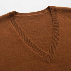 Pure Cashmere Sleeveless V-Neck Sweater Waistcoat Coffee
