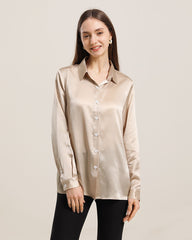 Pure Silk Shirt Blouse For Women Champagne