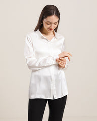 Pure Silk Shirt Blouse For Women White